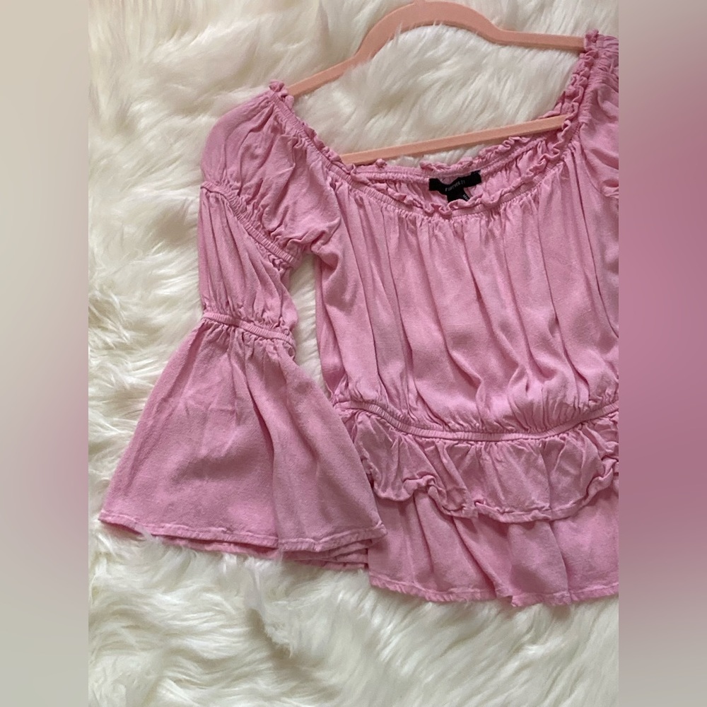 Forever 21 Pink Ruffle Bell Sleeve Blouse! - Picture 3 of 6